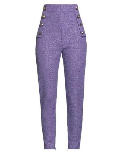 Elisabetta Franchi Woman Pants Purple Size 6 Cotton, Viscose, Polyamide