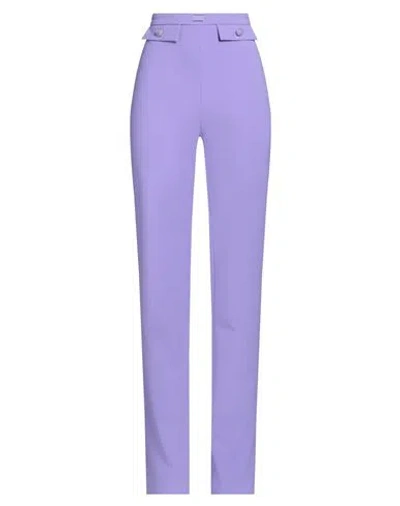 ELISABETTA FRANCHI ELISABETTA FRANCHI WOMAN PANTS PURPLE SIZE 12 POLYESTER, ELASTANE