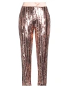 Elisabetta Franchi Woman Pants Rose Gold Size 10 Polyester, Plastic, Glass In Rose Gold