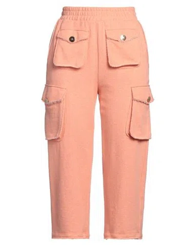 Elisabetta Franchi Woman Pants Salmon Pink Size 8 Cotton In Orange