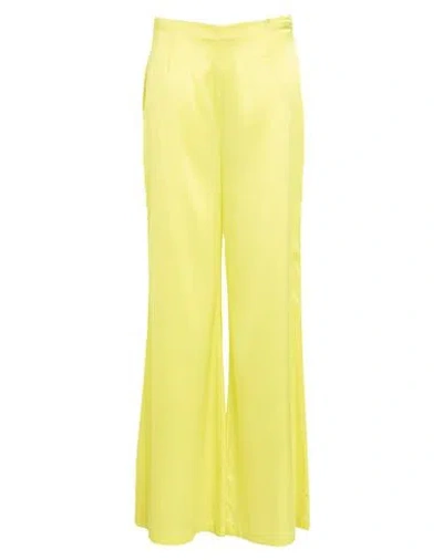 Elisabetta Franchi Woman Pants Yellow Size 10 Silk, Elastane