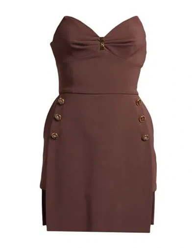 Elisabetta Franchi Woman Playsuit Chocolate Brown Size 8 Polyester, Elastane, Polyamide