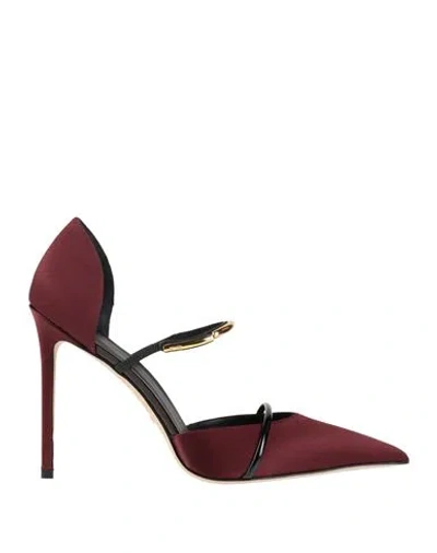 Elisabetta Franchi Woman Pumps Burgundy Size 10 Textile Fibers In Red
