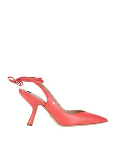 Elisabetta Franchi Woman Pumps Coral Size 9 Soft Leather In Red