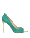 Elisabetta Franchi Woman Pumps Emerald Green Size 9 Leather