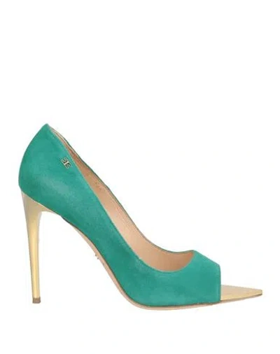 Elisabetta Franchi Woman Pumps Emerald Green Size 9 Leather