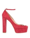 Elisabetta Franchi Woman Pumps Red Size 10 Soft Leather In Red