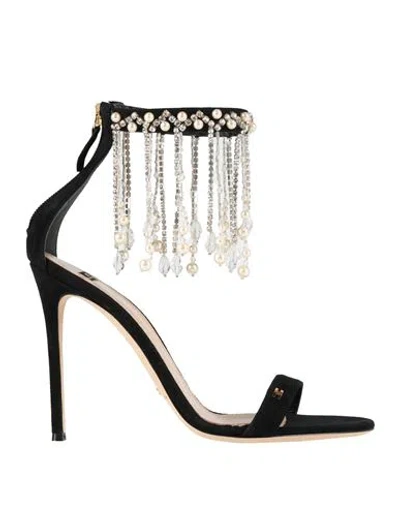 Elisabetta Franchi Woman Sandals Black Size 7 Leather