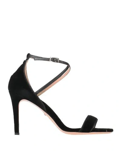Elisabetta Franchi Woman Sandals Black Size 7.5 Leather, Textile Fibers