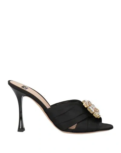 Elisabetta Franchi Woman Sandals Black Size 8 Textile Fibers