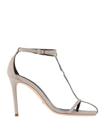 Elisabetta Franchi Woman Sandals Light Grey Size 8 Leather