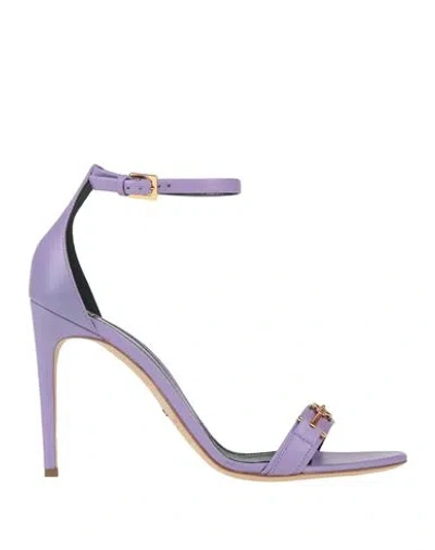 Elisabetta Franchi Woman Sandals Light Purple Size 8 Leather