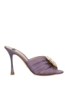 Elisabetta Franchi Woman Sandals Lilac Size 8 Textile Fibers In Blue