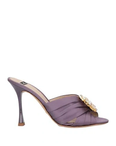 Elisabetta Franchi Woman Sandals Lilac Size 8 Textile Fibers