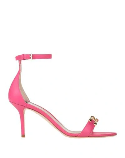 Elisabetta Franchi Woman Sandals Magenta Size 9 Soft Leather