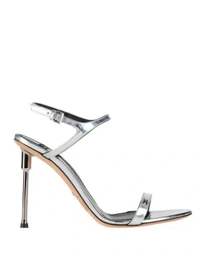 Elisabetta Franchi Woman Sandals Silver Size 7 Leather