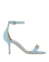 Elisabetta Franchi Woman Sandals Sky Blue Size 6 Soft Leather