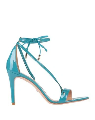 Elisabetta Franchi Woman Sandals Turquoise Size 10 Leather
