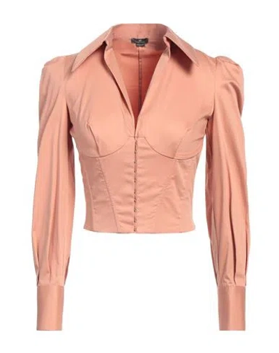Elisabetta Franchi Woman Shirt Apricot Size 10 Polyester, Elastane In Orange