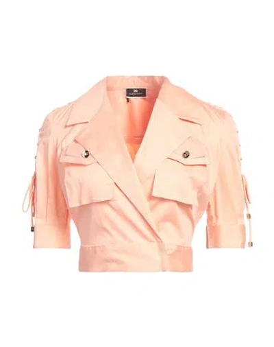 Elisabetta Franchi Woman Shirt Apricot Size 4 Cotton, Elastane, Polyester In Orange