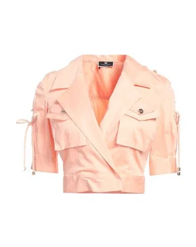 ELISABETTA FRANCHI ELISABETTA FRANCHI WOMAN SHIRT APRICOT SIZE 8 POLYESTER, ELASTANE