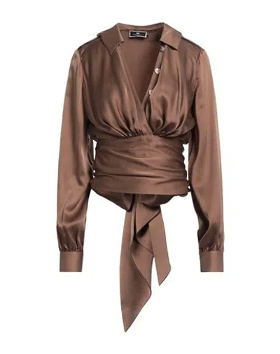 Elisabetta Franchi Woman Shirt Brown Size 10 Silk