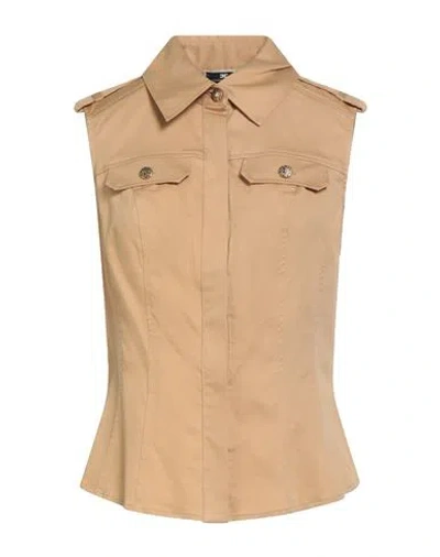 Elisabetta Franchi Woman Shirt Camel Size 8 Cotton, Elastane In Sand