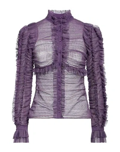 Elisabetta Franchi Woman Shirt Dark Purple Size 8 Polyester