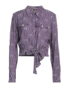 Elisabetta Franchi Logo-jacquard Cropped Blouse In Purple