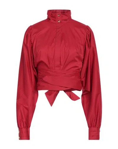 Elisabetta Franchi Woman Shirt Red Size 6 Cotton, Polyamide, Elastane