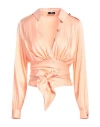 Elisabetta Franchi Woman Shirt Apricot Size 8 Silk In Salmon Pink