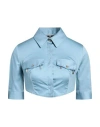 Elisabetta Franchi Woman Shirt Sky Blue Size 2 Cotton, Elastane