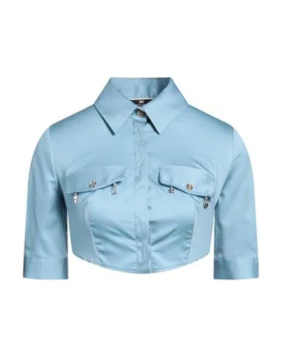 Elisabetta Franchi Woman Shirt Sky Blue Size 2 Cotton, Elastane