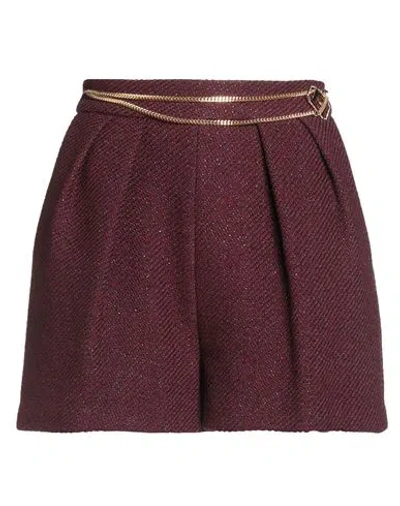 Elisabetta Franchi Woman Shorts & Bermuda Shorts Burgundy Size 8 Polyester, Viscose, Synthetic Fiber In Red