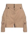 Elisabetta Franchi Woman Shorts & Bermuda Shorts Camel Size 26 Cotton In Beige