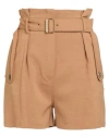 Elisabetta Franchi Woman Shorts & Bermuda Shorts Camel Size 4 Viscose, Virgin Wool, Elastane In Beige