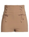 Elisabetta Franchi Woman Shorts & Bermuda Shorts Camel Size 8 Polyester, Elastane In Brown