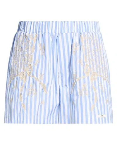 Elisabetta Franchi Woman Shorts & Bermuda Shorts Light Blue Size 6 Cotton