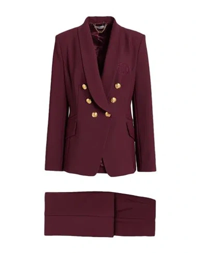 Elisabetta Franchi Woman Suit Burgundy Size 10 Polyester, Elastane