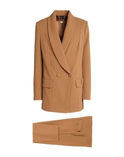Elisabetta Franchi Woman Suit Camel Size 6 Polyester, Elastane