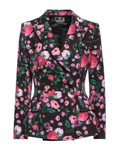 Elisabetta Franchi Woman Suit Jacket Black Size 12 Polyester, Elastane
