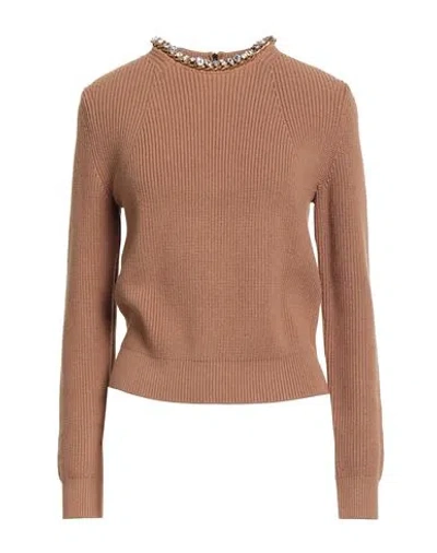 Elisabetta Franchi Woman Sweater Camel Size 4 Viscose, Polyester In Brown