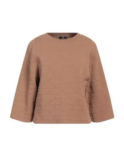 Elisabetta Franchi Woman Sweater Camel Size 8 Viscose, Polypropylene, Polyester In Beige