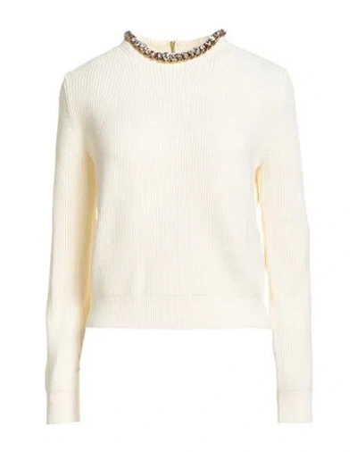 Elisabetta Franchi Woman Sweater Ivory Size 12 Viscose, Polyester In Neutral