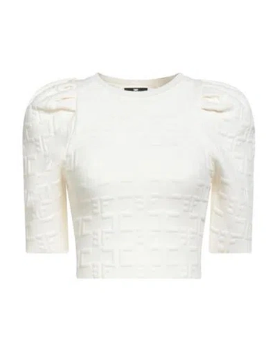 Elisabetta Franchi Woman Sweater Ivory Size 4 Viscose, Polypropylene, Polyester In White