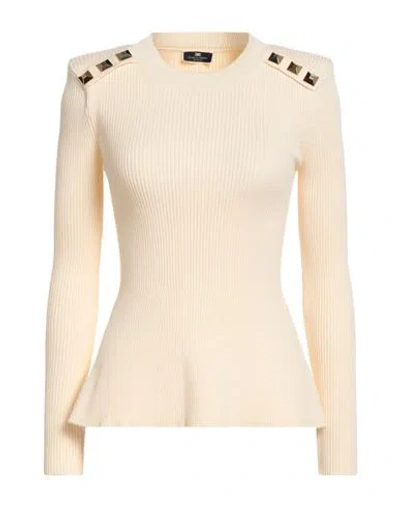 Elisabetta Franchi Woman Sweater Ivory Size 8 Viscose, Polyester, Polyamide In Neutral