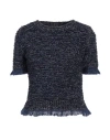 ELISABETTA FRANCHI ELISABETTA FRANCHI WOMAN SWEATER NAVY SIZE 4 POLYAMIDE, WOOL, VISCOSE, MOHAIR WOOL, ALPACA WOOL