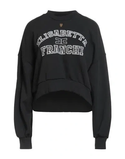 Elisabetta Franchi Woman Sweatshirt Black Size 6 Cotton, Polyester, Viscose, Modal, Wool