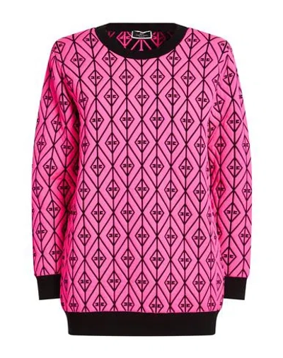 Elisabetta Franchi Woman Sweatshirt Fuchsia Size 8 Polyamide, Viscose, Polypropylene, Polyester In Pink