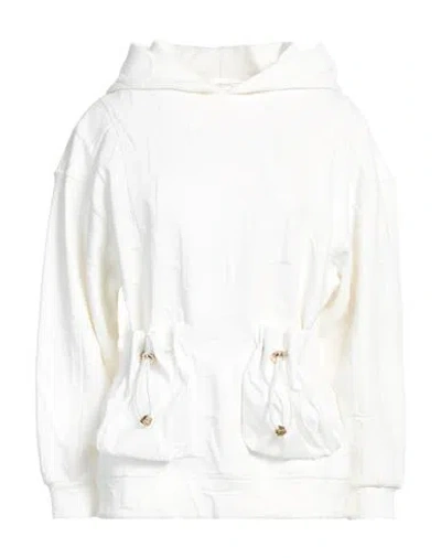 Elisabetta Franchi Woman Sweatshirt Ivory Size 4 Polyamide, Cotton, Polyester In White